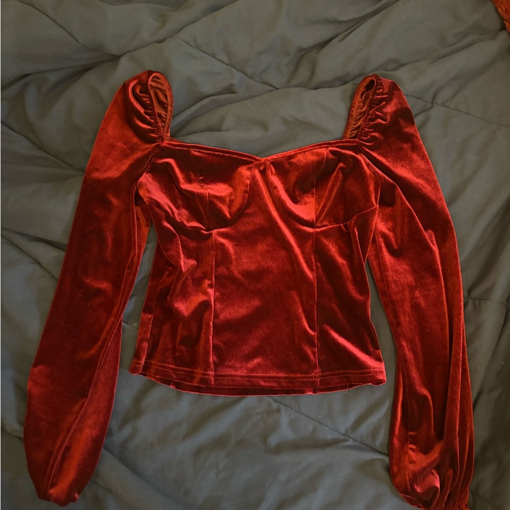 Elegant Red Velvet Women's Top